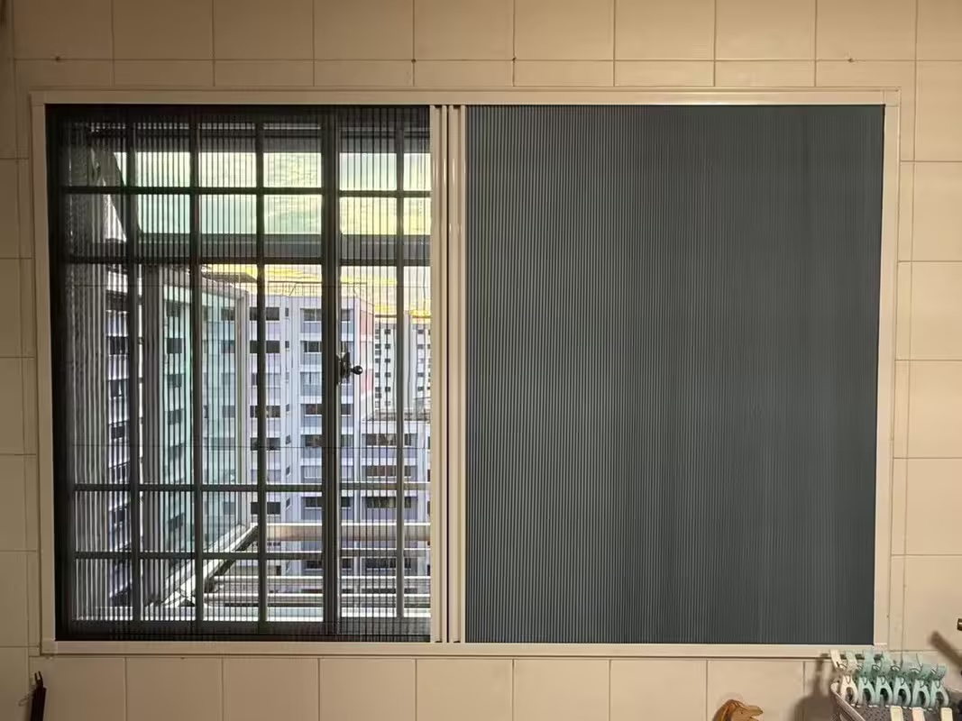 Roman blind detail in a softly lit room