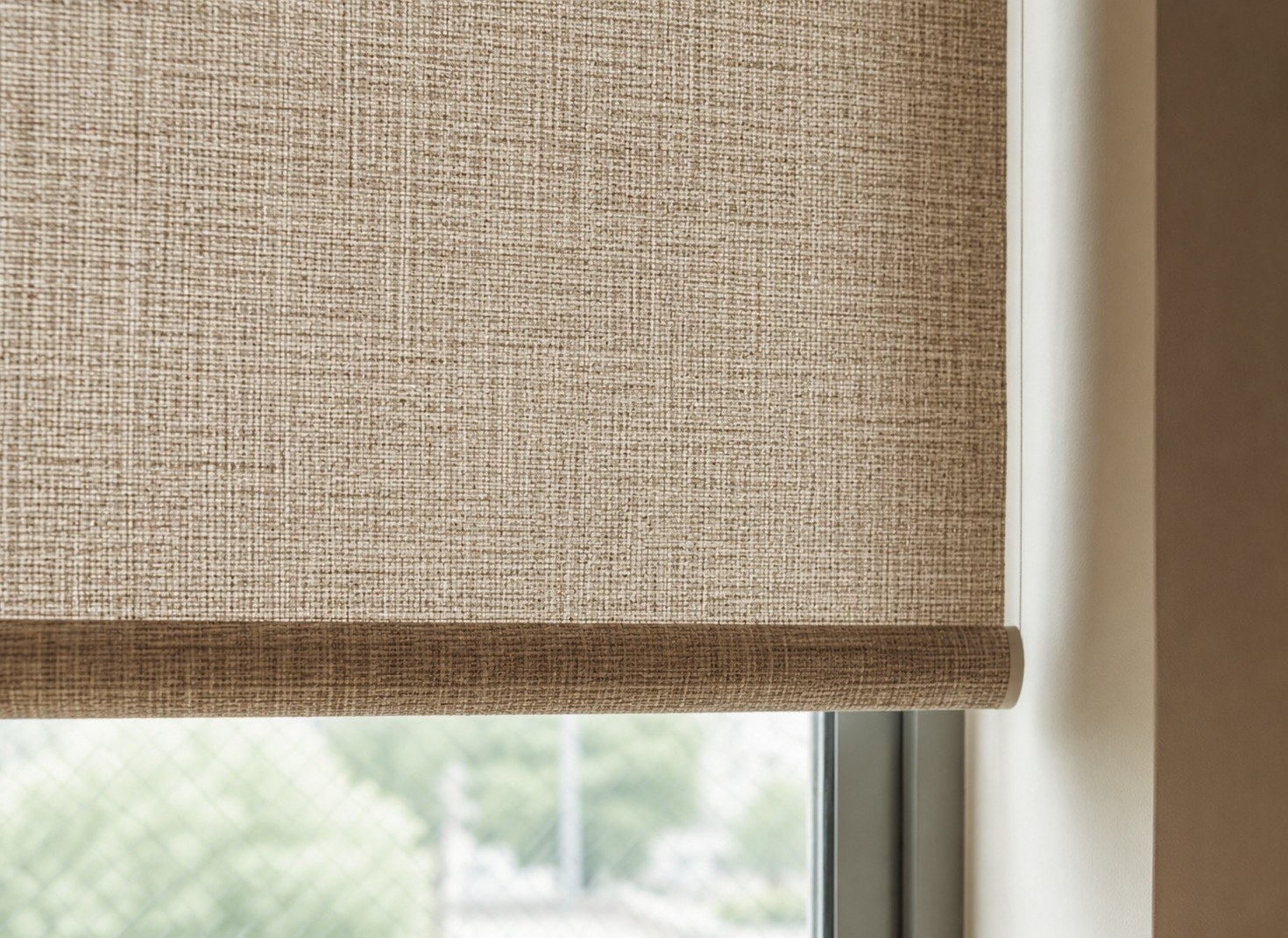 The same Combi blind with bands offset so solid sits behind solid for privacy