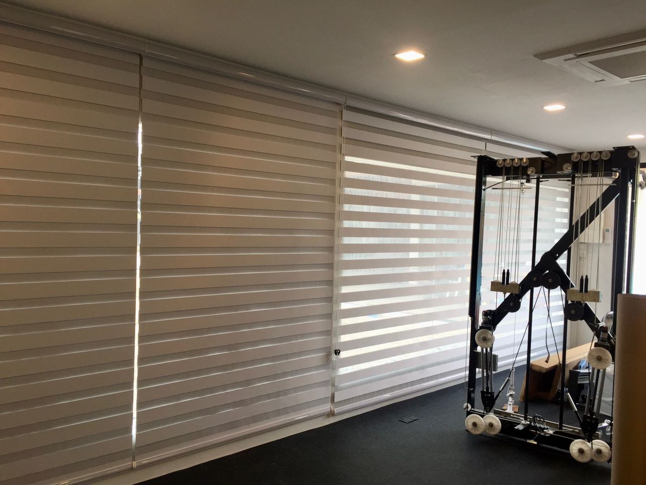 Combi blind set to an open, filtered view across a wide living-room window