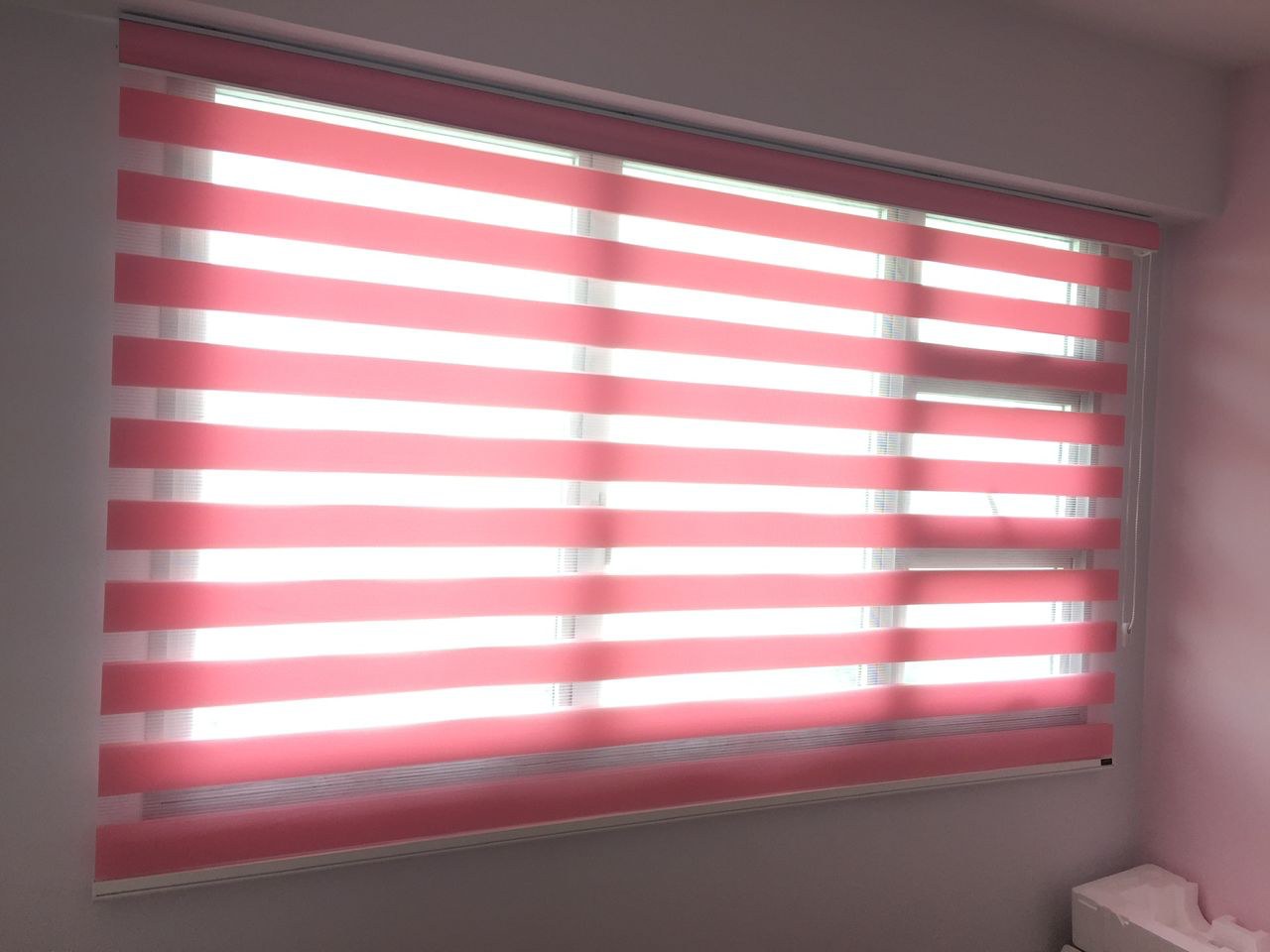 Combi blind filtering daylight in a bright living room