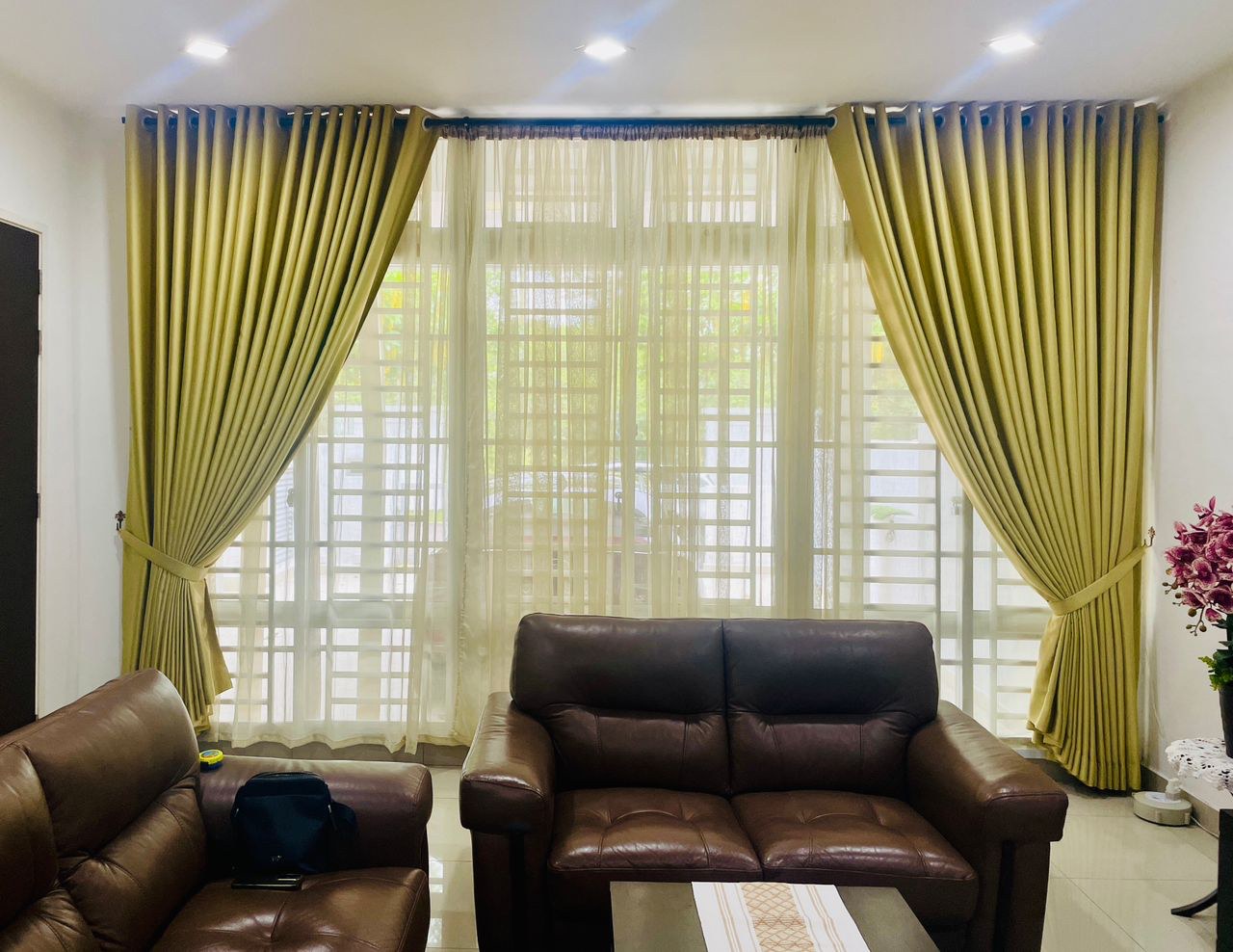 Curtains creating a cosy, private evening atmosphere