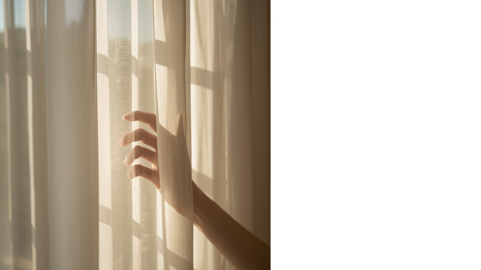 Sheer day curtains gently filtering daylight in a bright living space