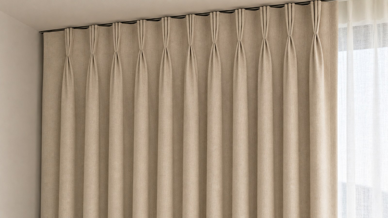 Double-pleated memory curtains holding crisp, heat-set pleats