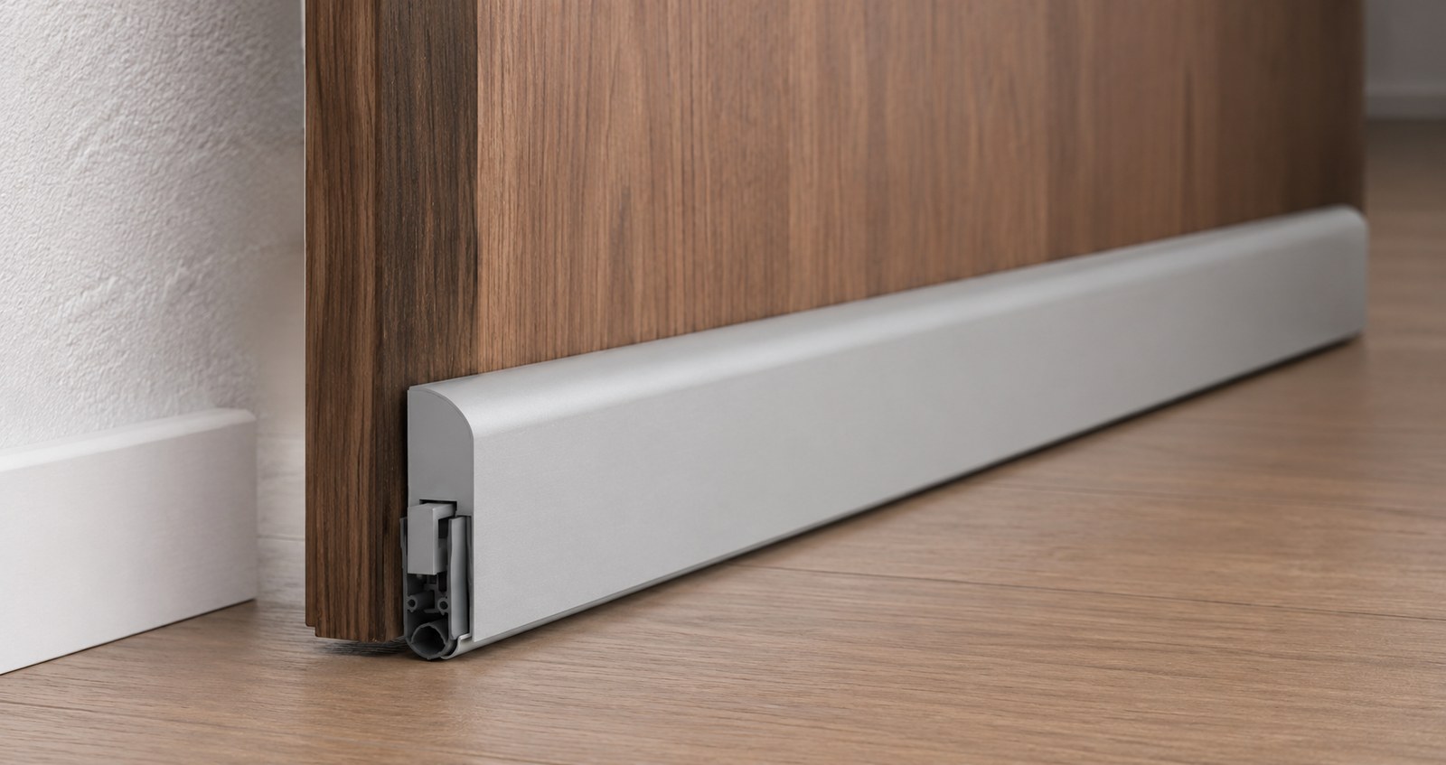 Automated concealed drop seal fitted to the base of a door